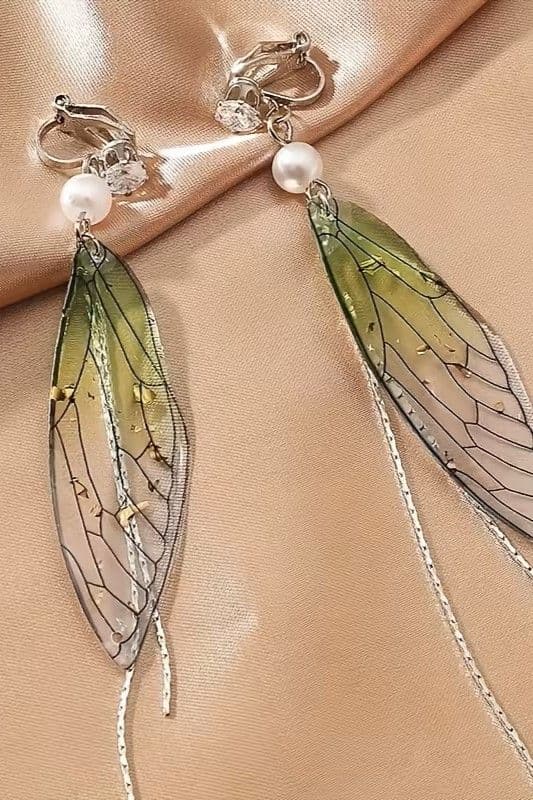 Сережки кліпси крила метелика (зелений)