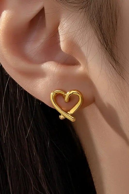 Сережки пусети серце (золото) — 3