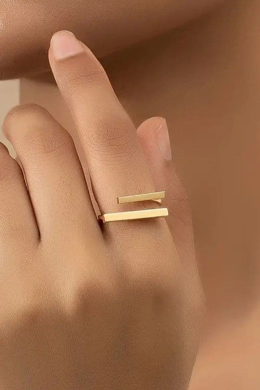 Кольцо массивная геометрия прямоугольники (золото) — 1