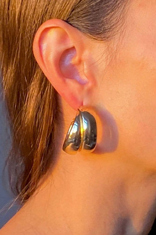 Серьги кольца двойные массивные (золото) — 1