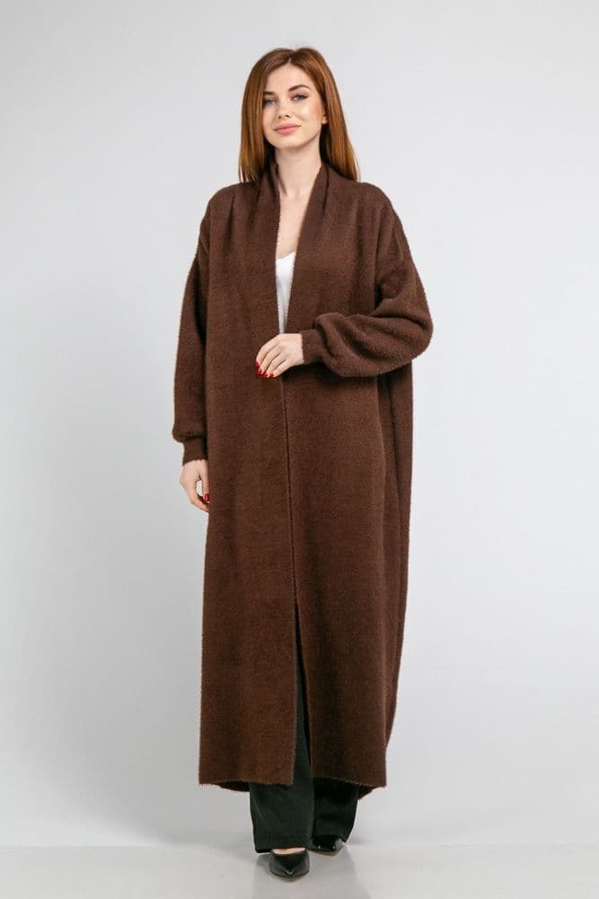 Кардиган максі з манжетами ONE SIZE (коричневий) — 1