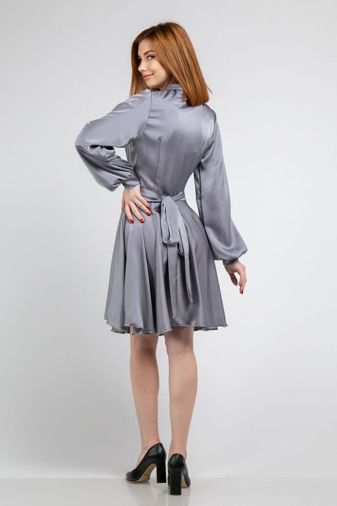 Плаття міні на запах ONE SIZE (сірий) — 3