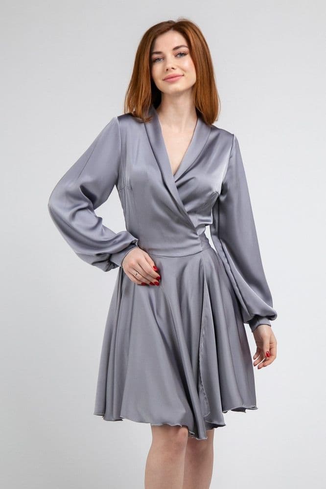 Плаття міні на запах ONE SIZE (сірий) — 1