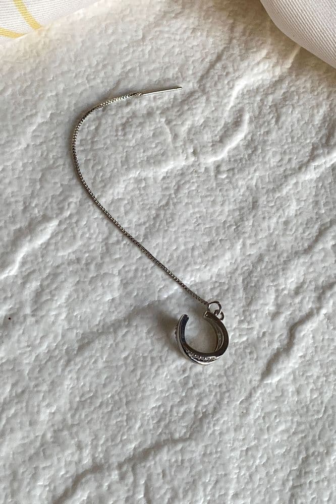 Серьга протяжка с кафой цирконий (серебро) — 1