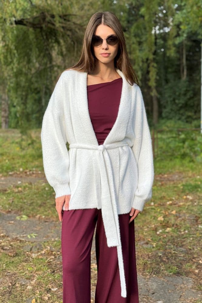 Кардиган короткий з паском ONE SIZE — 2