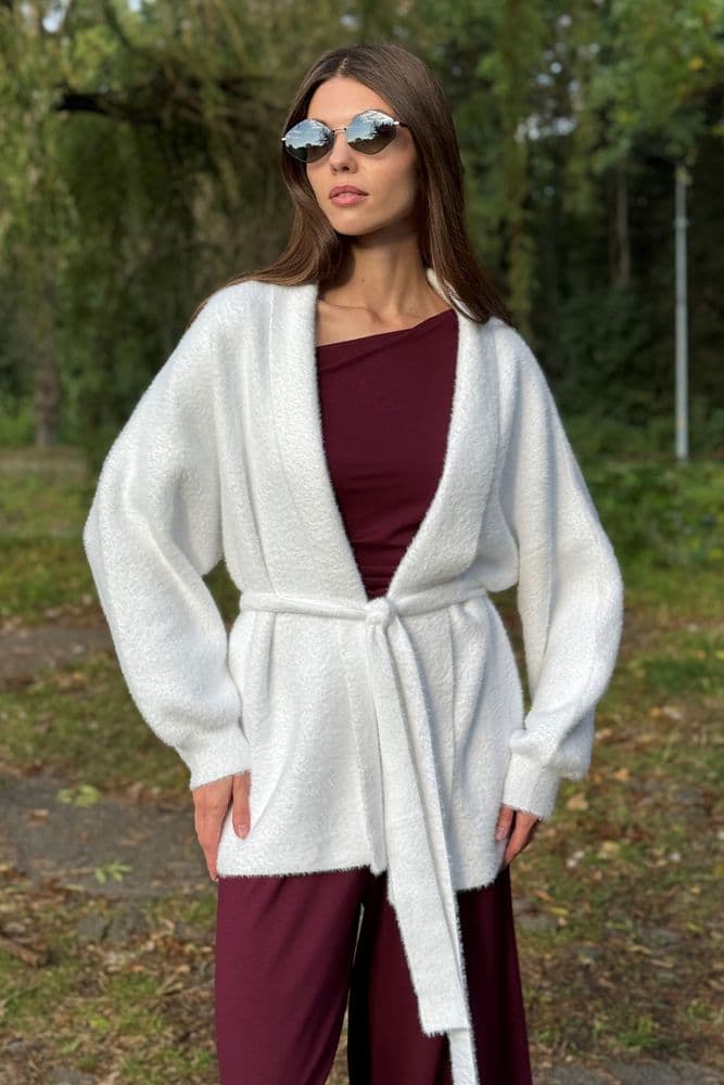 Кардиган короткий з паском ONE SIZE — 3