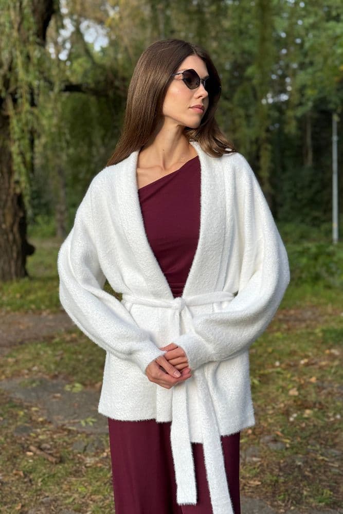 Кардиган короткий з паском ONE SIZE — 5