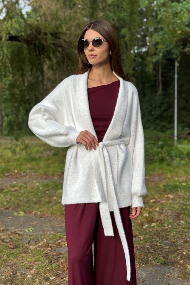 Кардиган короткий з паском ONE SIZE — 4