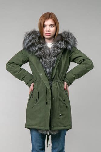 Парка з плащовки 85 (хакі меланж)-