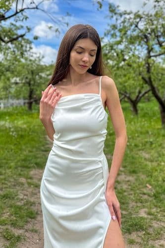 Плаття максі з вирізом (білий)