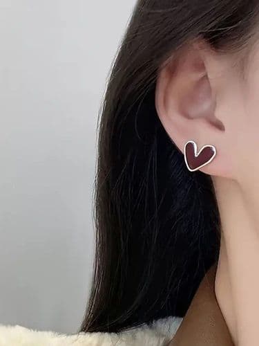 Сережки сердечки (червоний+золото)